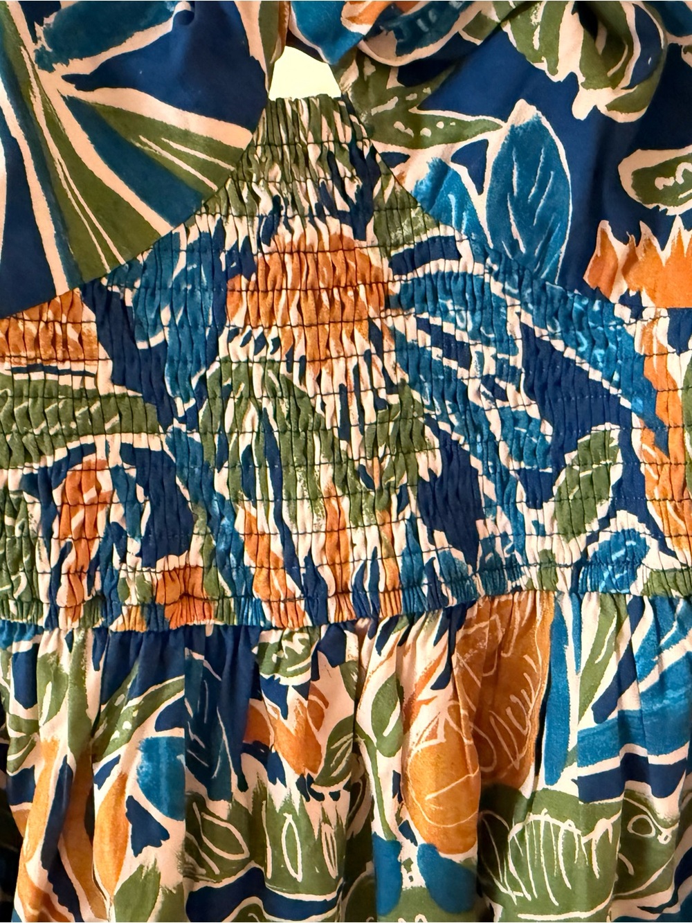 Dress Forum Navy Blue Tropical Midi Dress with Green Leaf Print - Picture 5 of 7